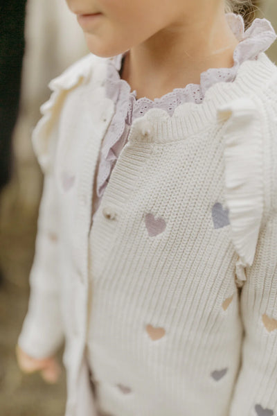 Strickcardigan mit Herzchen-Applikation - light beige