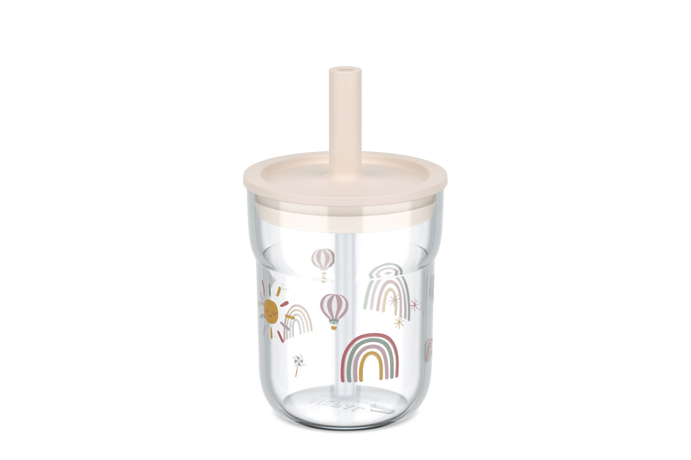 Kinder-Trinkglas Mepal Mio 250 ml mit Strohhalm - Sunshine & Rainbow