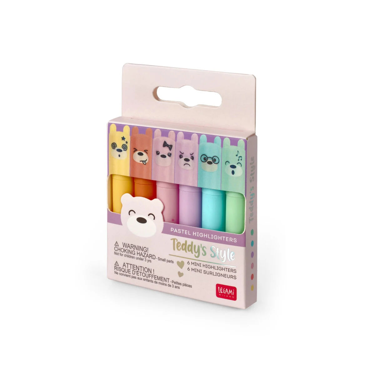 Set mit 6 Mini-Textmarkern - Teddy‘s Style Pastel