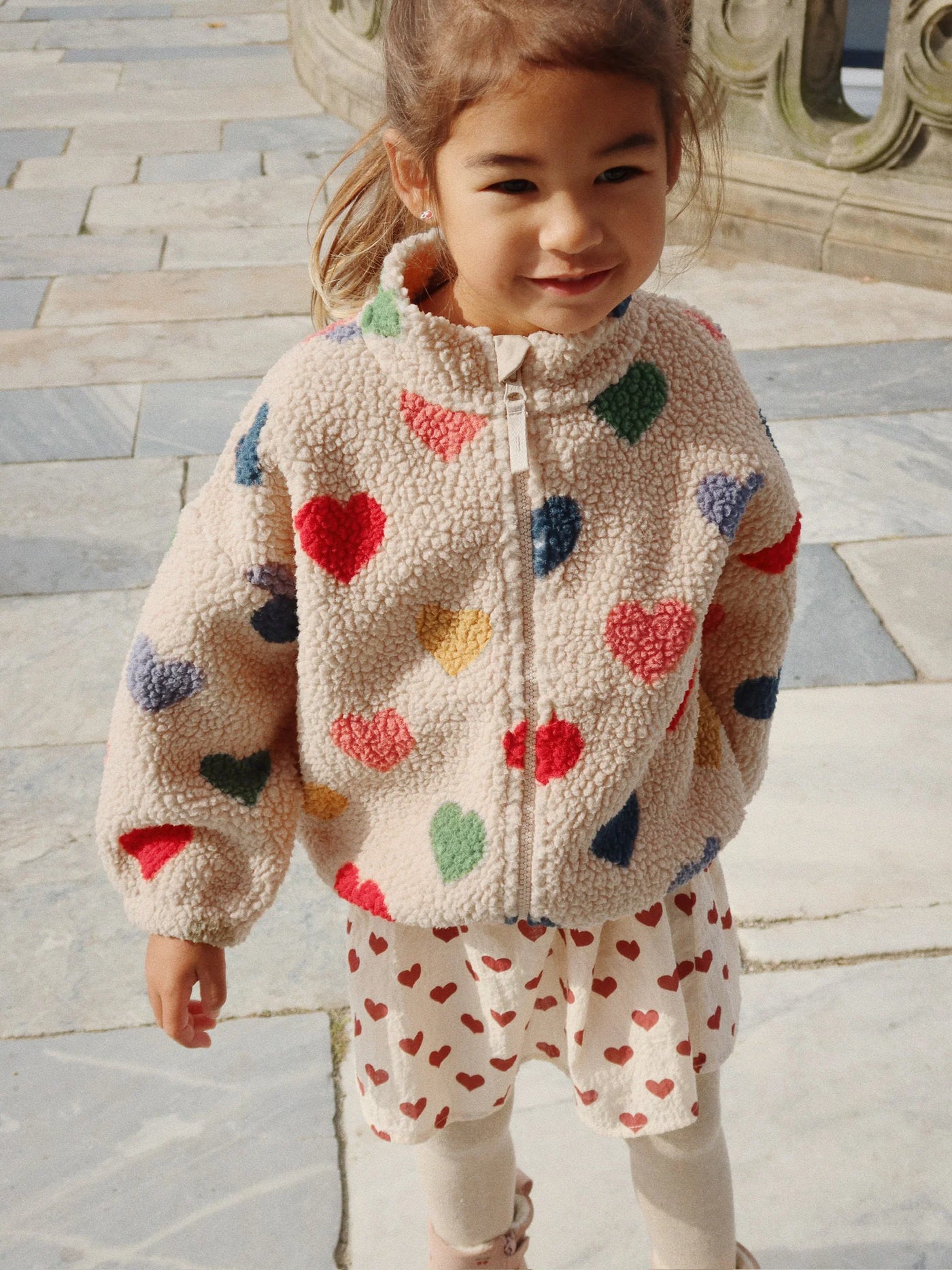 Konges Sloejd-JODY TEDDY JACKET GRS-BON COEUR COLORÉ
