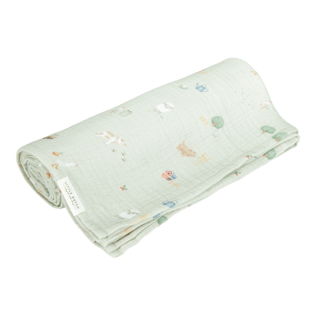 Musselintuch Swaddle 120 x 120 Little Farm