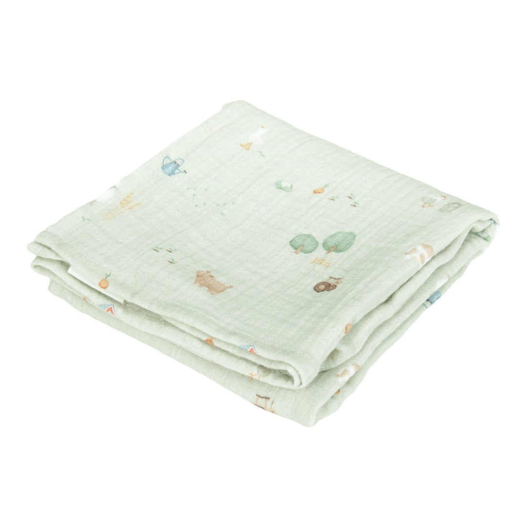 Musselintuch Swaddles 70 x 70 Little Farm / Olive