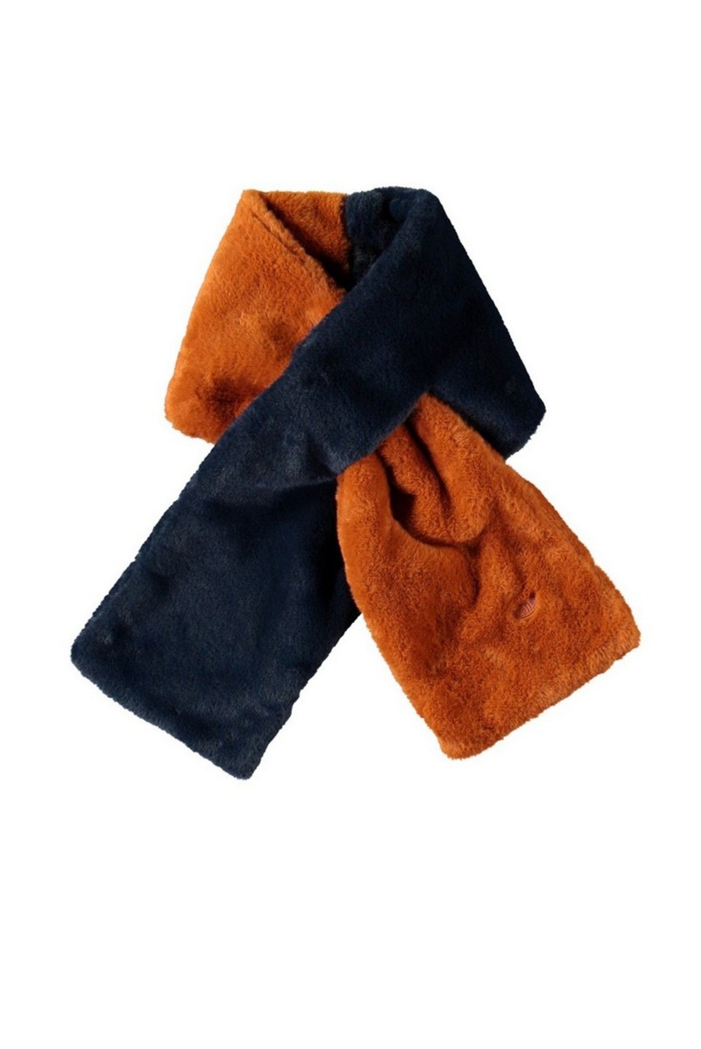 NONO - Ruffy colorblock fur scarf - Navy Blazer