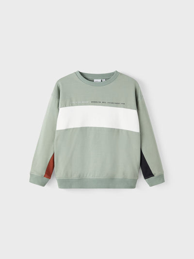 name it - NKMOMOL LS BOXY  SWEAT BRU - Iceberg Green