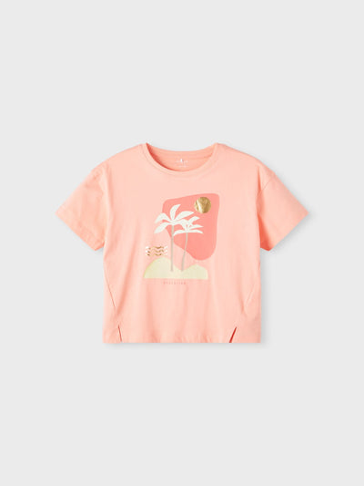 name it - NKFFLICKA SS LOOSE TOP - Peach Nectar