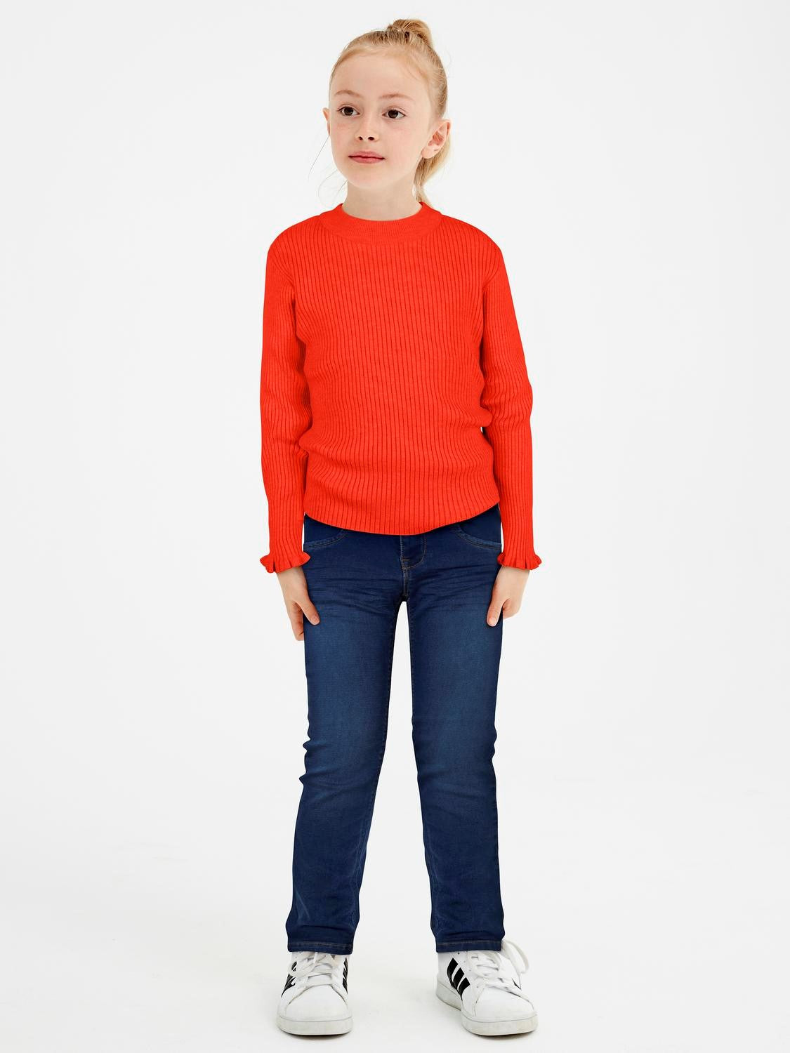 name it-NKFVIANNA LS SLIM KNIT N-Cherry Tomato