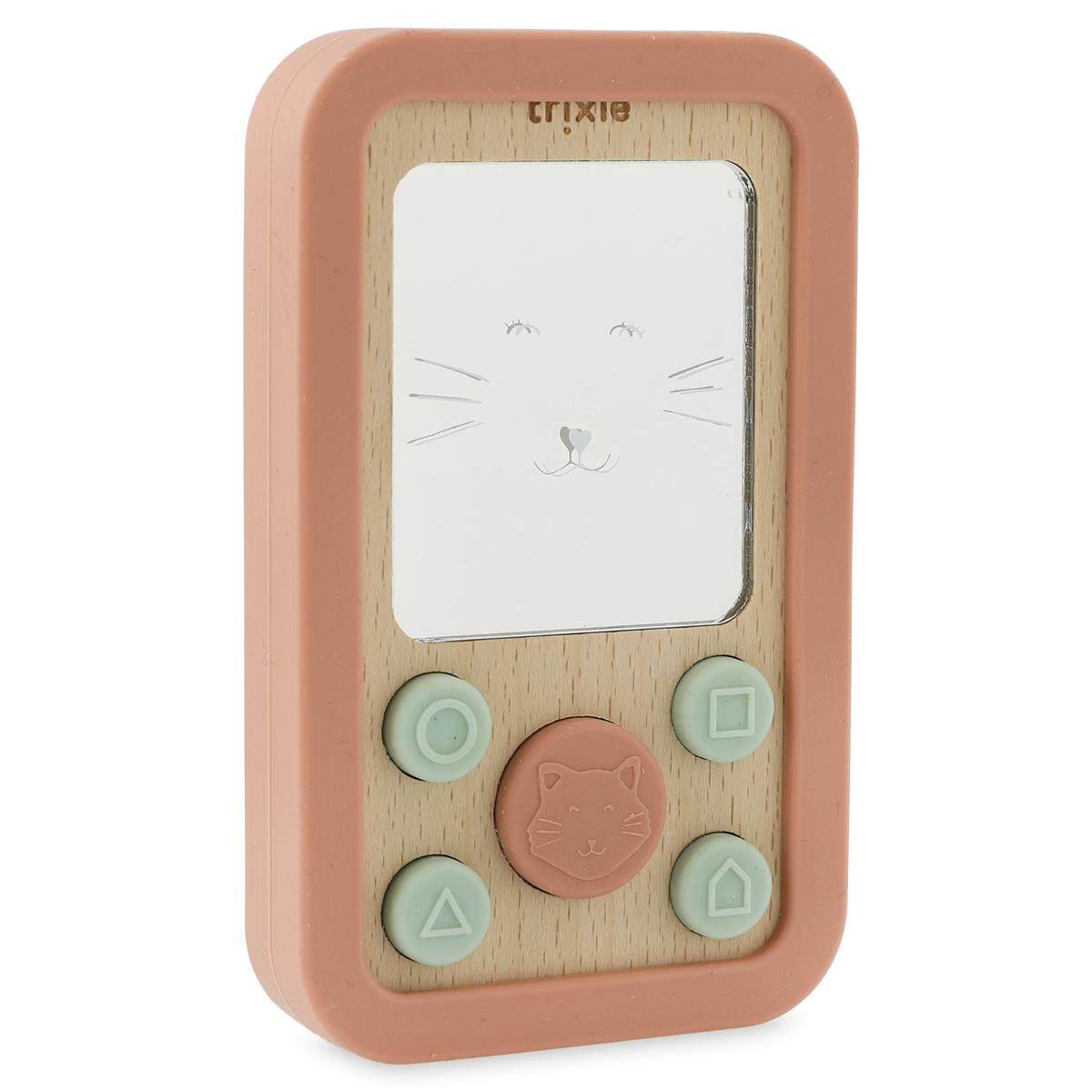 Wooden silicone baby phone - Mrs. Cat