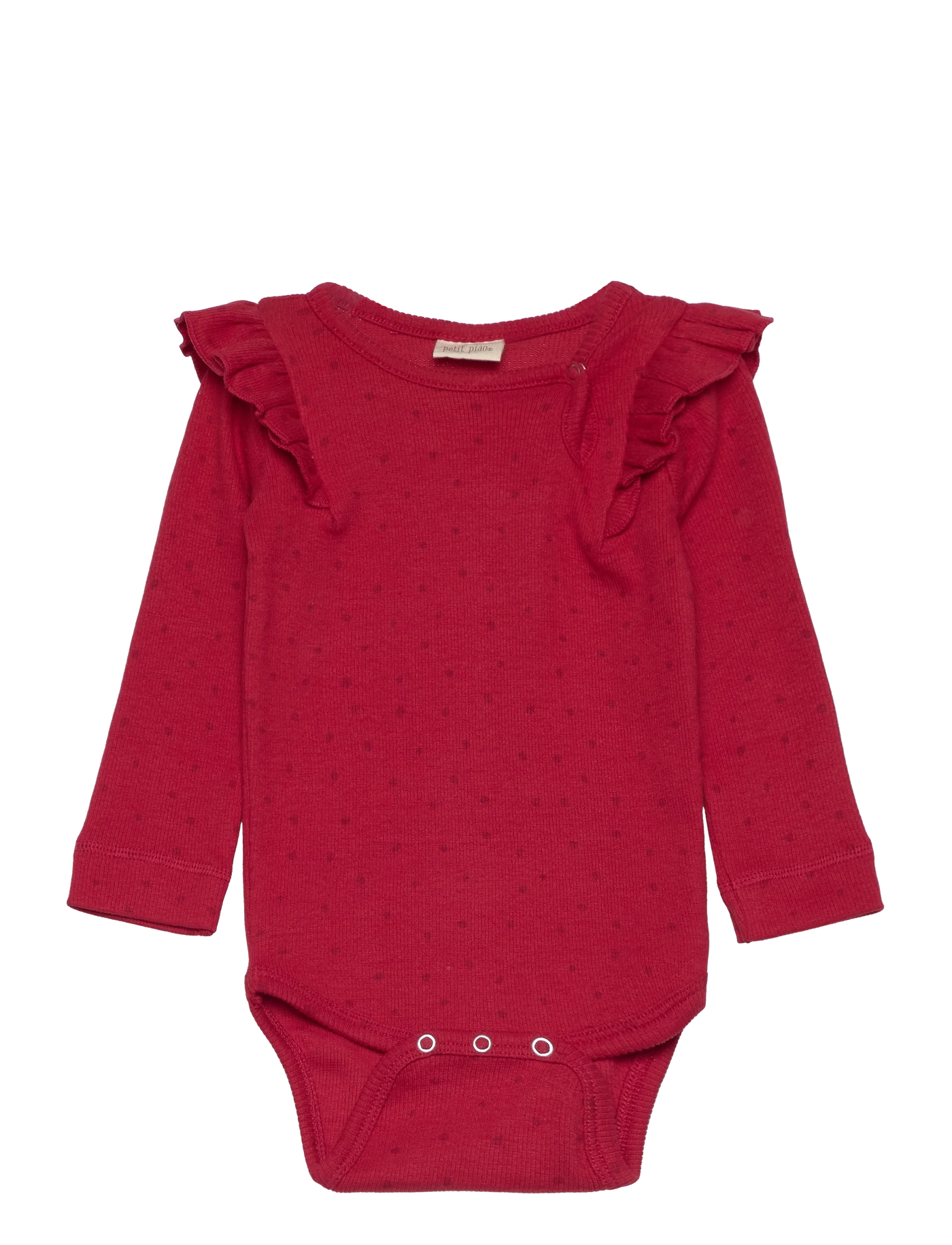 Petit Piao-Body L/S Frill Modal Dot-Chili pepper dot