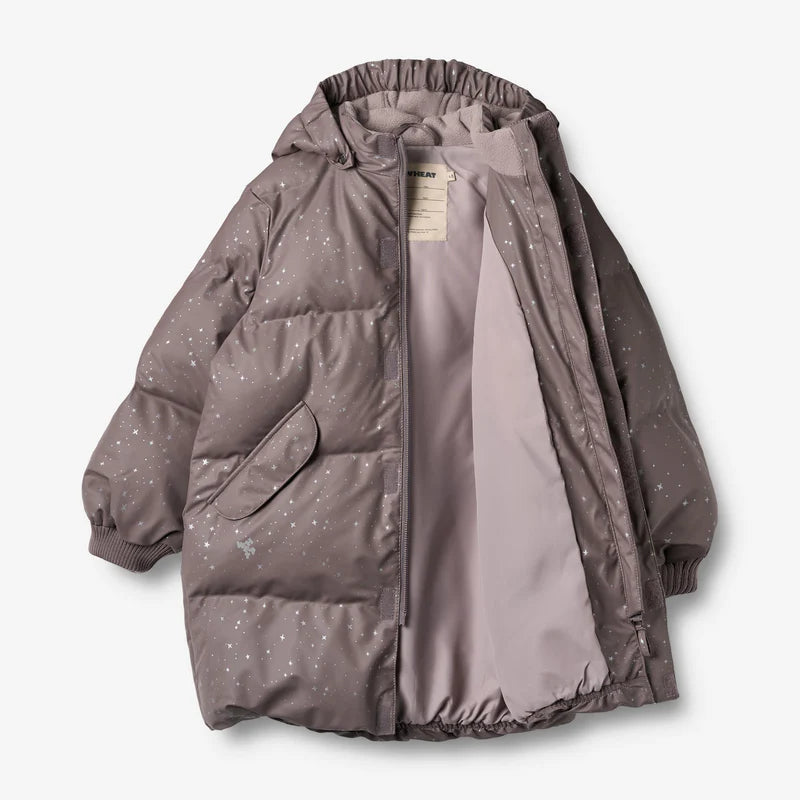 Wheat-PU Puffer Jacket Coast-1036 purple stone stars