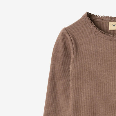 Wheat- Ripp-Body mit langen Ärmeln, Regitze toffee brown