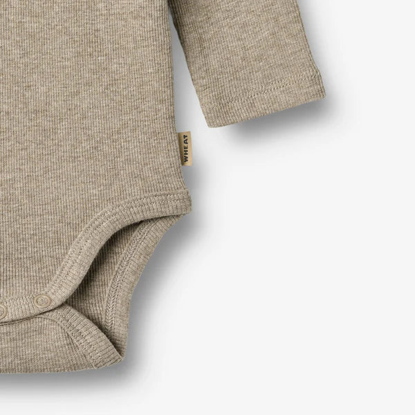 Wheat- Rippstrick-Body mit langen Ärmeln gravel melange