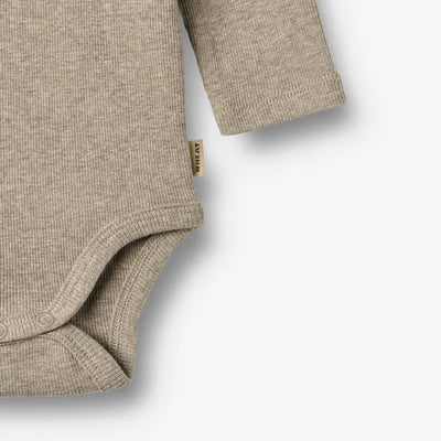 Wheat- Rippstrick-Body mit langen Ärmeln gravel melange