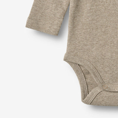 Wheat- Rippstrick-Body mit langen Ärmeln gravel melange