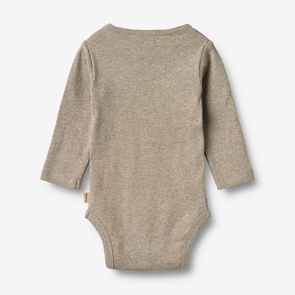 Wheat- Rippstrick-Body mit langen Ärmeln gravel melange