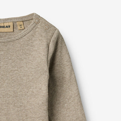 Wheat- Rippstrick-Body mit langen Ärmeln gravel melange