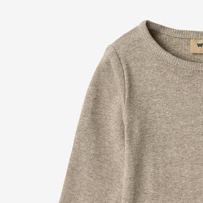 Wheat- Rippstrick-Body mit langen Ärmeln gravel melange