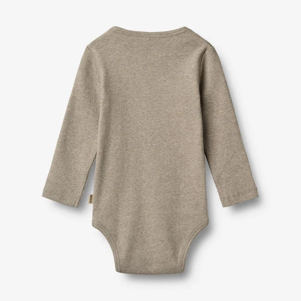Wheat- Rippstrick-Body mit langen Ärmeln gravel melange