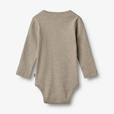 Wheat- Rippstrick-Body mit langen Ärmeln gravel melange