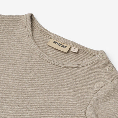 Wheat- Rippstrick-Body mit langen Ärmeln gravel melange