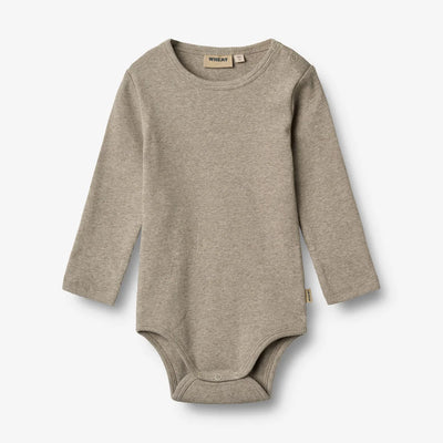 Wheat- Rippstrick-Body mit langen Ärmeln gravel melange