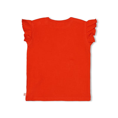 Feetje-Geripptes T-Shirt - Berry Nice-Rot
