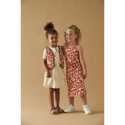 Jubel & Sturdy - Maxi Kleid AOP - Have A Nice Daisy - Roest