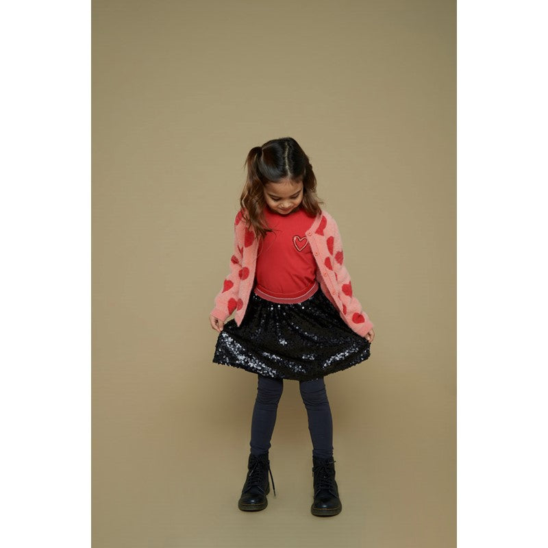 Jubel-Strickjacke AOP - Queen Of Hearts-h.Rosa