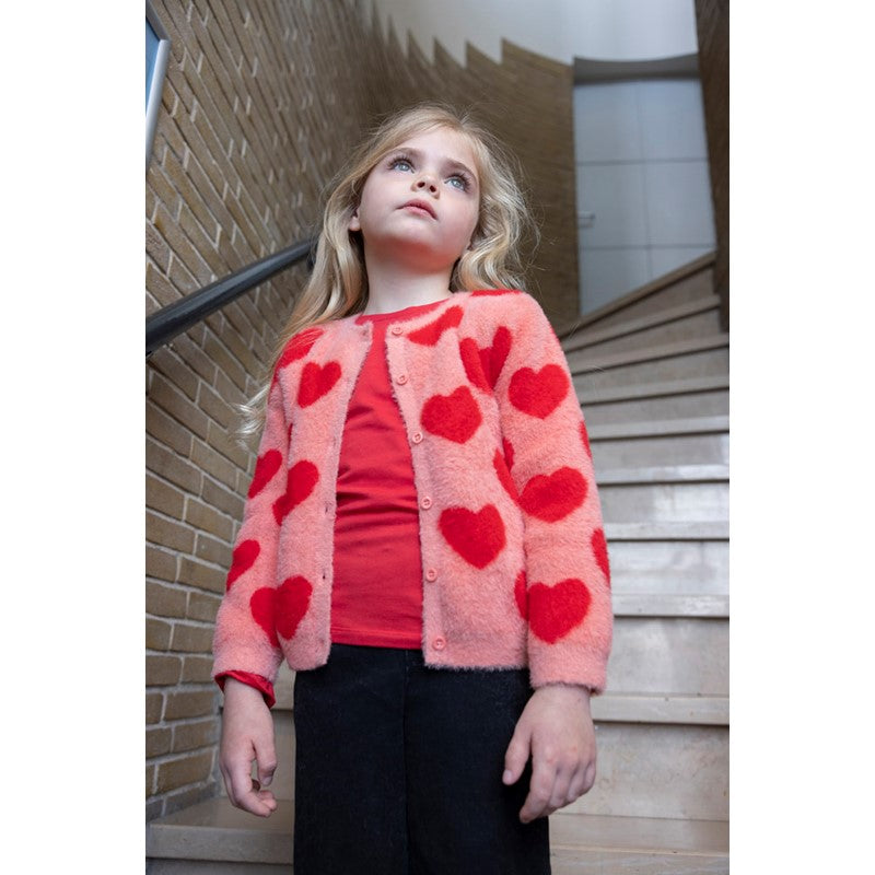 Jubel-Strickjacke AOP - Queen Of Hearts-h.Rosa