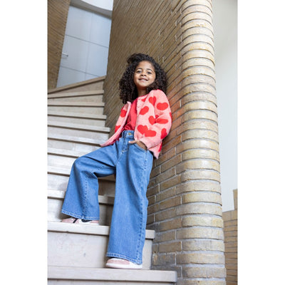 Jubel-Strickjacke AOP - Queen Of Hearts-h.Rosa