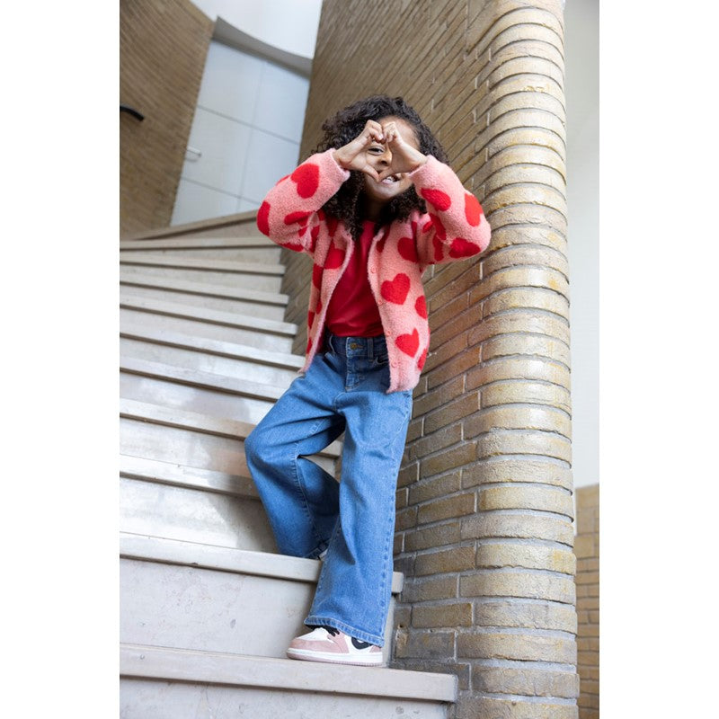 Jubel-Strickjacke AOP - Queen Of Hearts-h.Rosa