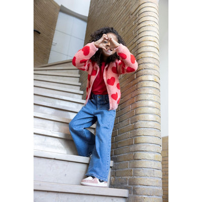 Jubel-Strickjacke AOP - Queen Of Hearts-h.Rosa