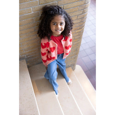 Jubel-Strickjacke AOP - Queen Of Hearts-h.Rosa