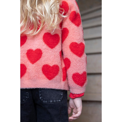Jubel-Strickjacke AOP - Queen Of Hearts-h.Rosa