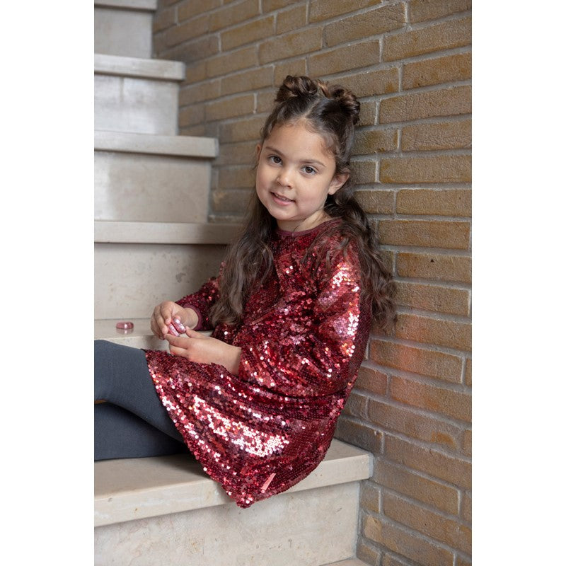 Jubel-Pailetten Kleid - Queen Of Hearts-Bordeaux
