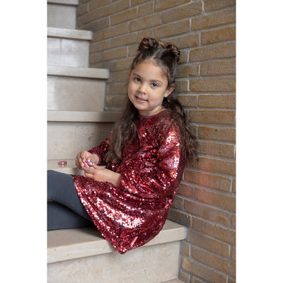 Jubel-Pailetten Kleid - Queen Of Hearts-Bordeaux