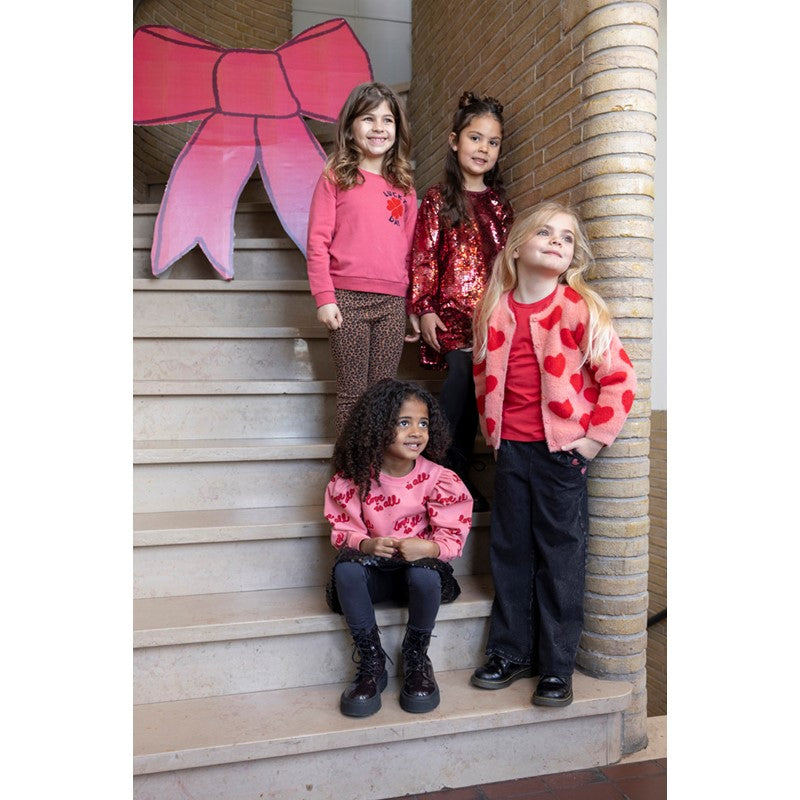 Jubel-Strickjacke AOP - Queen Of Hearts-h.Rosa