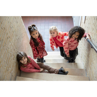 Jubel-Strickjacke AOP - Queen Of Hearts-h.Rosa