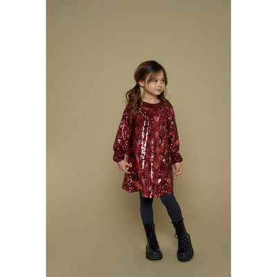 Jubel-Pailetten Kleid - Queen Of Hearts-Bordeaux