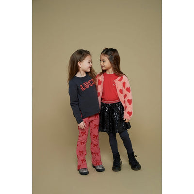 Jubel-Strickjacke AOP - Queen Of Hearts-h.Rosa