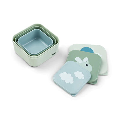 Snackbox-Set 3-er Pack Happy clouds Grün