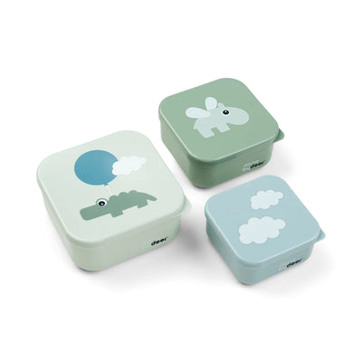 Snackbox-Set 3-er Pack Happy clouds Grün