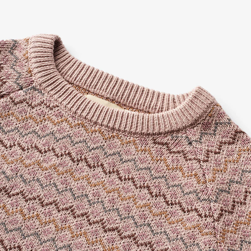 Wheat-Jacquard Pullover Nanna-1135 dry rose