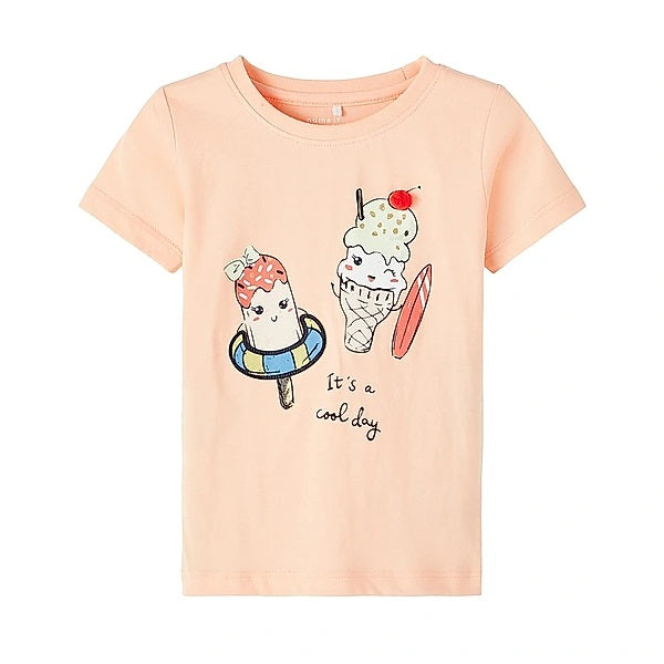 name it - NMFFABRINA SS TOP BOX - Peach Nectar