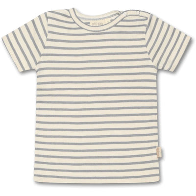 Petit Piao-T-shirt S/S Modal Striped-Blue Mist/Off White