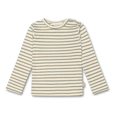 Petit Piao-T-shirt L/S Modal Striped-Green Shadow/Off White