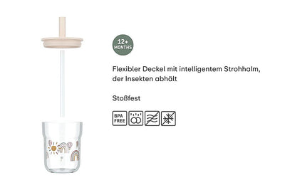 Kinder-Trinkglas Mepal Mio 250 ml mit Strohhalm - Sunshine & Rainbow