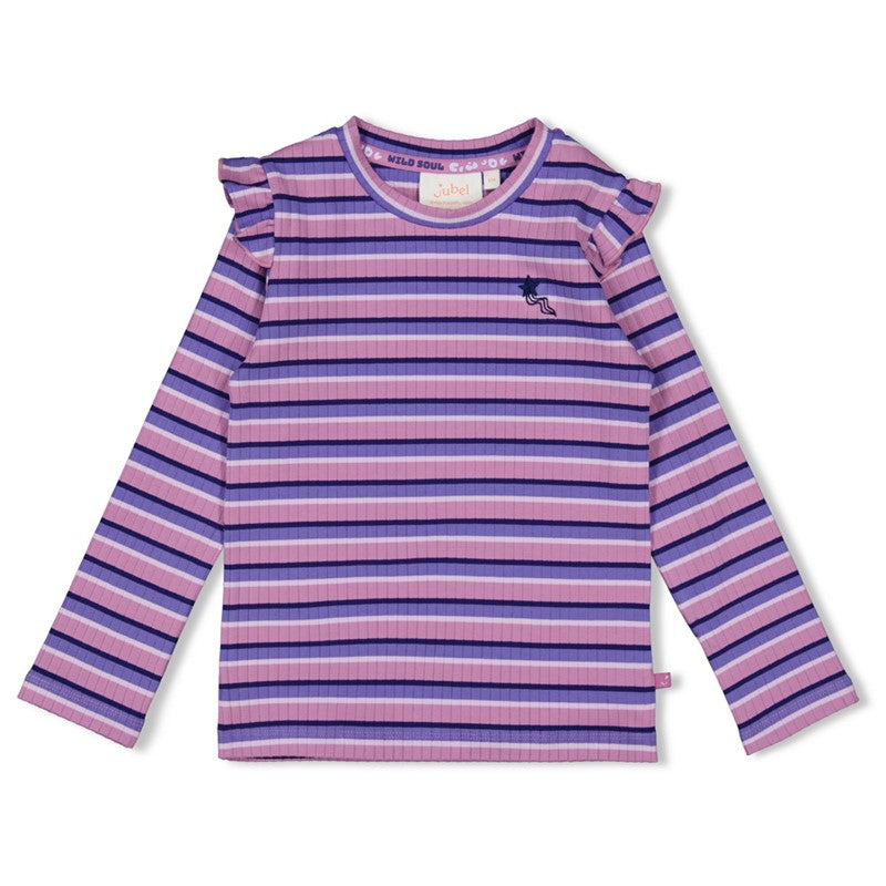 Jubel-Gerippte Longsleeve Ringel - Wild Soul-Violet