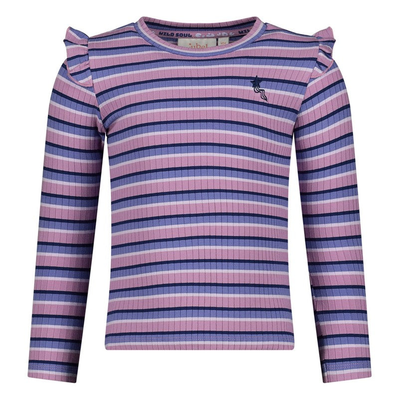 Jubel-Gerippte Longsleeve Ringel - Wild Soul-Violet