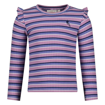 Jubel-Gerippte Longsleeve Ringel - Wild Soul-Violet