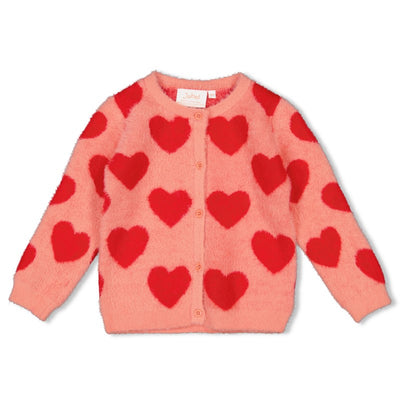 Jubel-Strickjacke AOP - Queen Of Hearts-h.Rosa